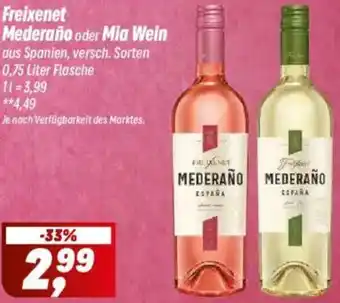 Simmel Freixenet Mederaño oder Mia Wein Angebot