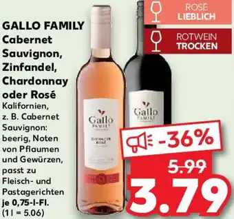 Kaufland GALLO FAMILY Cabernet Sauvignon, Zinfandel, Chardonnay oder Rosé Angebot