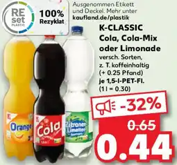 Kaufland K-CLASSIC Cola, Cola-Mix oder Limonade Angebot