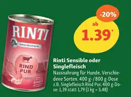 Fressnapf Rinti Sensible oder Singlefleisch Angebot
