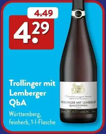 Aldi Süd Trollinger mit Lemberger QbA Angebot