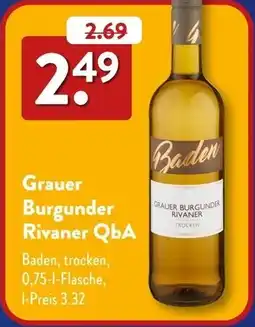 Aldi Süd Grauer Burgunder Rivaner QbA Angebot