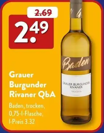 Aldi Süd Grauer Burgunder Rivaner QbA Angebot