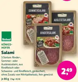 Biomarkt KÖNIGSHOFER Salami Angebot
