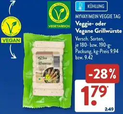 Aldi Süd MYVAY/MEIN VEGGIE TAG Veggie- oder Vegane Grillwürste Angebot