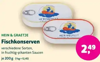 Biomarkt HEIN & GRAETJE Fischkonserven Angebot