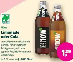 Biomarkt NOW Limonade oder Cola Angebot