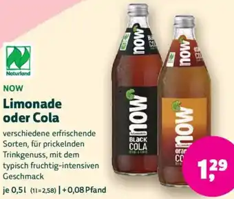 Biomarkt NOW Limonade oder Cola Angebot