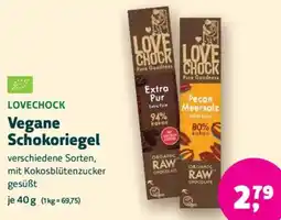 Biomarkt LOVECHOCK Vegane Schokoriegel Angebot
