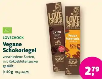 Biomarkt LOVECHOCK Vegane Schokoriegel Angebot