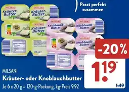 Aldi Süd MILSANI Kräuter- oder Knoblauchbutter Angebot