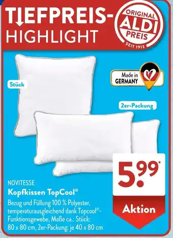 Aldi Süd NOVITESSE Kopfkissen TopCool Angebot