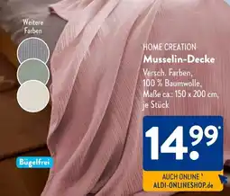 Aldi Süd HOME CREATION Musselin-Decke Angebot
