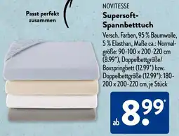 Aldi Süd NOVITESSE Supersoft Spannbetttuch Angebot