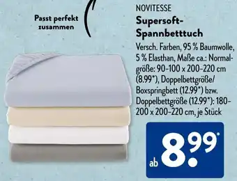 Aldi Süd NOVITESSE Supersoft Spannbetttuch Angebot