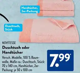 Aldi Süd NOVITESSE Duschtuch oder Handtücher Angebot