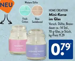 Aldi Süd HOME CREATION Mini-Kerze im Glas Angebot