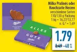 diska Milka Pralinés oder Hauchzarte Herzen Angebot