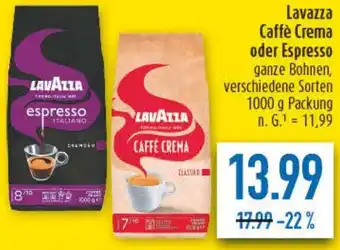 diska Lavazza Caffè Crema oder Espresso Angebot