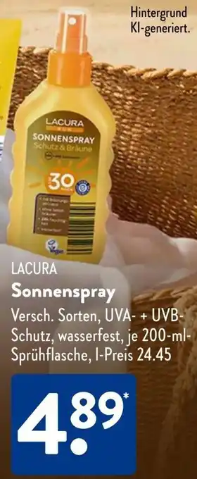 Aldi Süd LACURA Sonnenspray Angebot