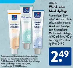 Aldi Süd VITALIS Wund- oder Muskelpflege Angebot