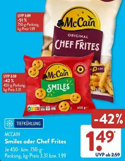 Aldi Süd MCCAIN Smiles oder Chef Frites Angebot