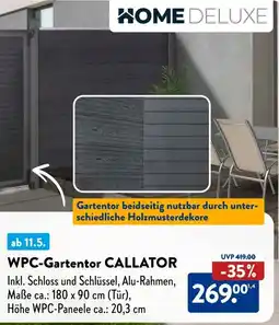 Aldi Süd HOME DELUXE WPC-Gartentor CALLATOR Angebot