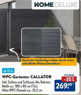 Aldi Süd HOME DELUXE WPC-Gartentor CALLATOR Angebot