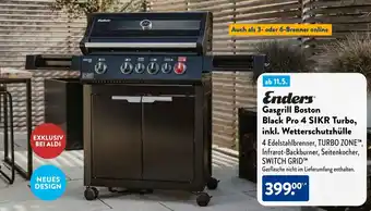 Aldi Süd Enders Gasgrill Boston Black Pro 4 SIKR Turbo, inkl. Wetterschutzhülle Angebot