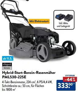 Aldi Süd Scheppach Hybrid-Start-Benzin-Rasenmäher PML530-225E Angebot