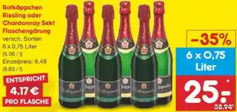 Netto Marken-Discount Rotkäppchen Riesling oder Chardonnay Sekt Flaschengarung Angebot