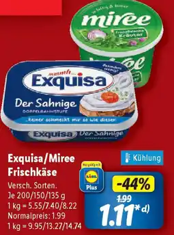 Lidl Exquisa/Miree Frischkäse Angebot