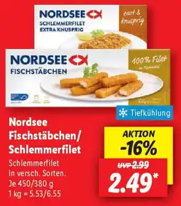 Lidl Nordsee Fischstäbchen/ Schlemmerfilet Angebot