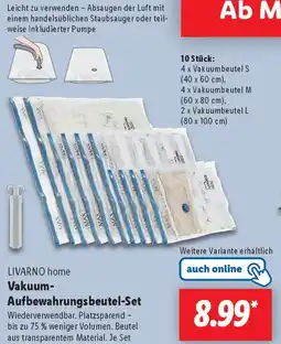 Lidl LIVARNO home Vakuum- Aufbewahrungsbeutel-Set Angebot