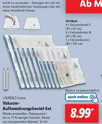 Lidl LIVARNO home Vakuum- Aufbewahrungsbeutel-Set Angebot