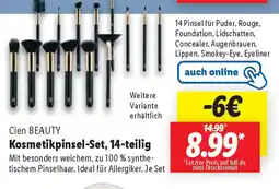 Lidl Cien BEAUTY Kosmetikpinsel-Set, 14-teilig Angebot