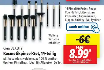Lidl Cien BEAUTY Kosmetikpinsel-Set, 14-teilig Angebot