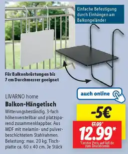 Lidl LIVARNO home Balkon-Hängetisch Angebot