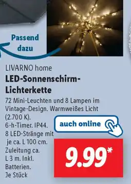 Lidl LIVARNO home LED-Sonnenschirm- Lichterkette Angebot