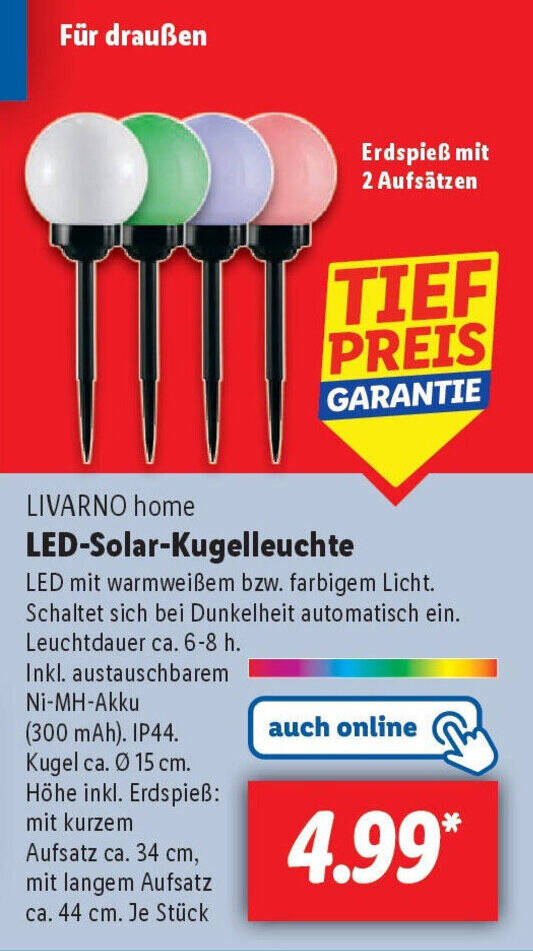 LIVARNO home LED-Solar-Kugelleuchte Angebot bei Lidl
