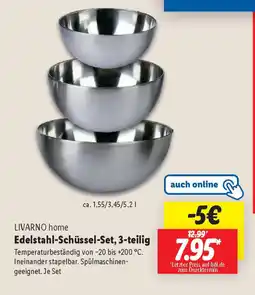 Lidl LIVARNO home Edelstahl-Schüssel-Set, 3-teilig Angebot