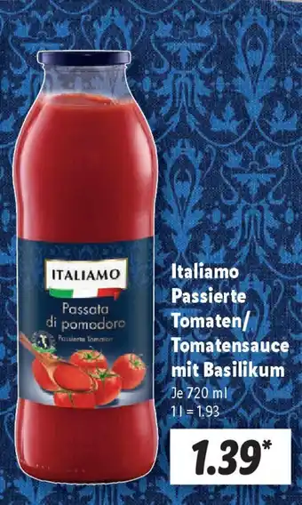Lidl Italiamo Passierte Tomaten/ Tomatensauce mit Basilikum Angebot