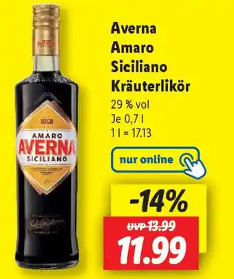 Lidl Averna Amaro Siciliano Kräuterlikör Angebot