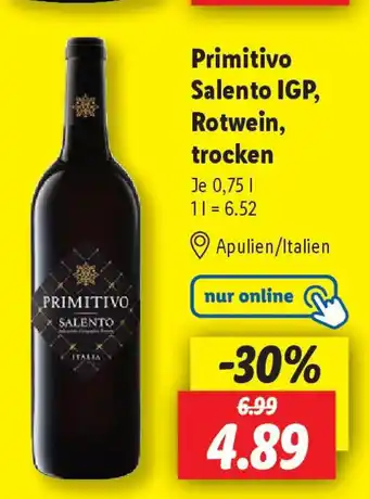 Lidl Primitivo Salento IGP, Rotwein, trocken Angebot