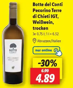 Lidl Botte del Conti Pecorino Terre di Chieti IGT, Weißwein, trocken Angebot