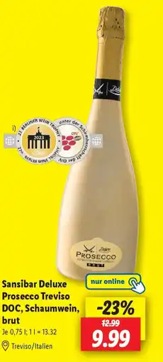 Lidl Sansibar Deluxe Prosecco Treviso DOC, Schaumwein, brut Angebot