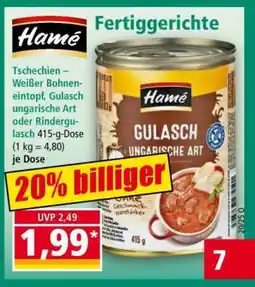 Norma Tschechien – Weißer Bohneneintopf, Gulasch ungarische Art oder Rindergulasch Angebot