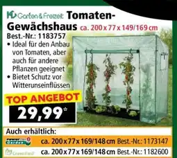 Norma Tomaten-Gewächshaus ca. 200 x 77 x 149/169 cm Angebot