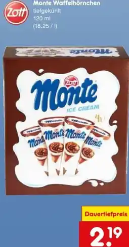 Netto Marken-Discount Zott Monte Waffelhörnchen Angebot