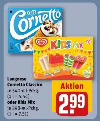 REWE Langnese Cornetto Classico oder Kids Mix Angebot
